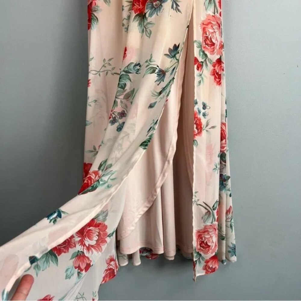 Lulu's Garden Meandering Blush Floral Print Maxi Dress S - Picture 5 of 10